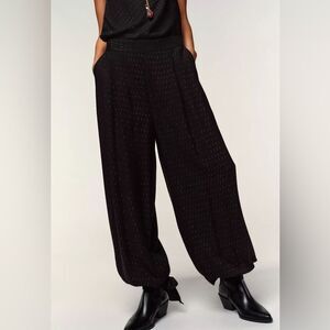 ZARA METALLIC THREAD BALLOON PANTS